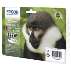 Epson Monkey T0895 DURABrite Ultra Ink, Ink Cartridge, Black, Cyan, Magenta, Yellow Multipack, C13T08954010 (package 4 each)